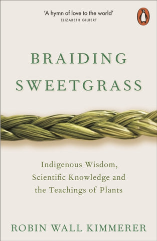Braiding Sweetgrass : Indigenous Wisdom, Scientific Knowledge and the Teachings of Plants by Robin Wall Kimmerer. Book cover has a photograph of braid made of sweetgrass on a white background.