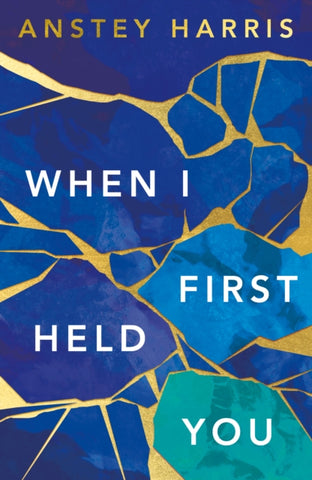 When I First Held You by Anstey Harris. Book cover has an abstract illustration of blue, green and yellow which possibly resembles crazy paving.
