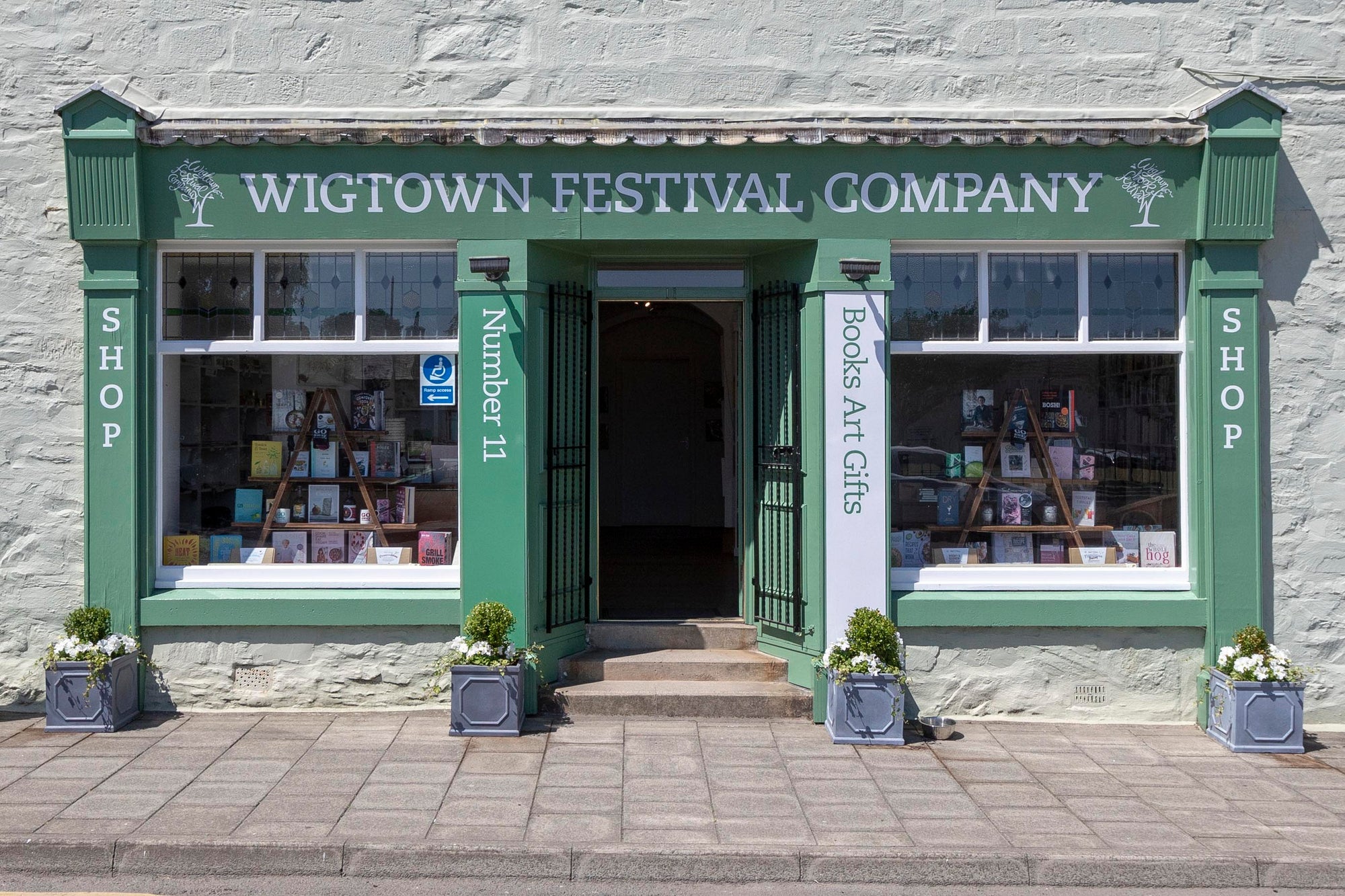 Wigtown Festival Company bookshop, the shop front in Wigtown.