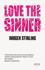 Love The Sinner by Imogen Stirling. Title of the book is in block capital pink letters that have a glass shattered effect.