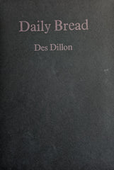 Daily Bread by Des Dillon. Book cover is black with the titles in plum purple.
