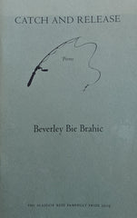Catch and Release by Beverly Brie Brahie. Book cover is green with an illustration of a fishing rod, line and hook.