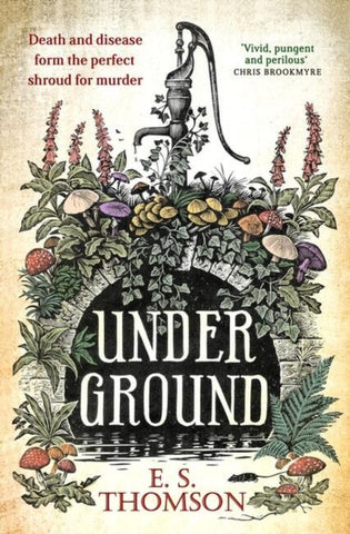 Under Ground by E.S. Thomson. Book cover has an illustration of a water pump amongst foxgloves and toadstools above a stone water outlet with a rat in the foreground. 