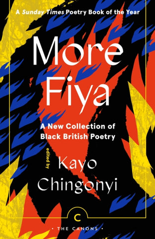  More Fiya : A New Collection of Black British Poetry      Edited by: Kayo Chingonyi. Book cover has a colourful abstract illustration.