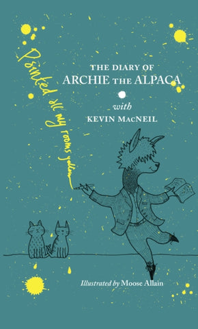 The Diary of Archie the Alpaca by Kevin MacNeil. Book cover has an illustration of a dancing Alpaca and two cats.