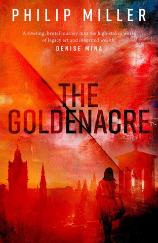 The Goldenacre : A Shona Sandison Mystery by Philip Miller. Book cover has a photgraph of a woman walking in a Victorian cemetery with the city skyline in the distance.