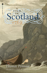 A Tour in Scotland, 1769 by Thomas Pennant. Book cover has an illustration of a sailing boat at the foot of a cliff in a choppy sea.