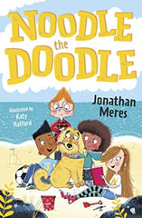 Noodle the Doodle : Book 1 by Jonathan Meres. Book cover has an illustration of four children at the beach with a dog.