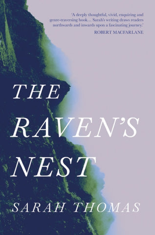 The Raven's Nest by Sarah Thomas. Book cover has a photograph of a mountainous landscape.