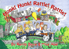 Honk! Honk! Rattle! Rattle! by Renita Boyle. Book cover has illustration of a bus with people and animals on it.